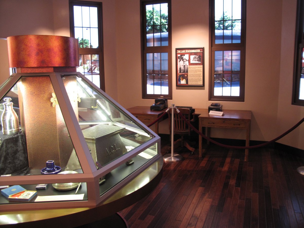 Station Master's office with bay windows, custom display case, and historic floors